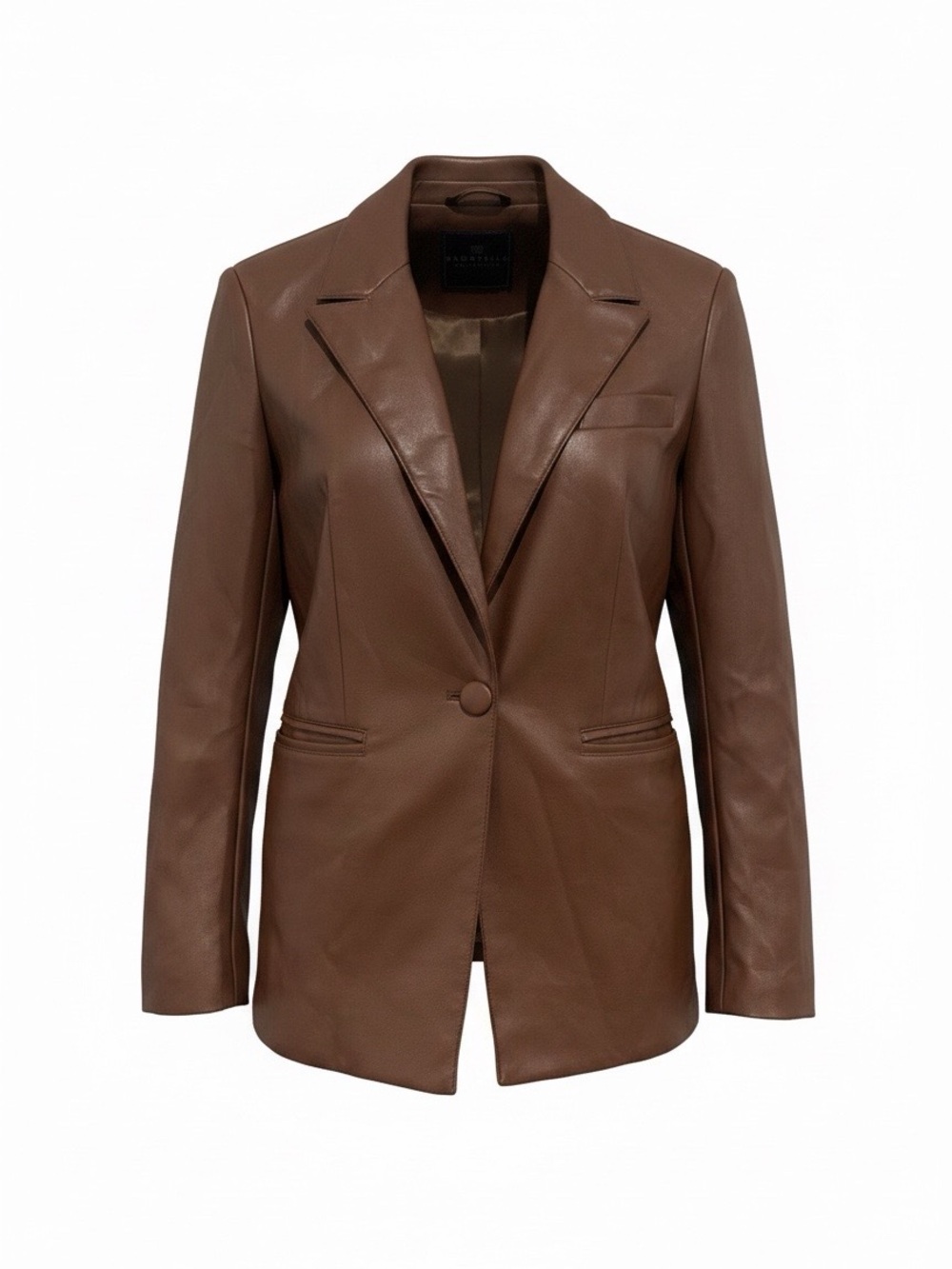 Classic Brown Faux Single-Button Blazer